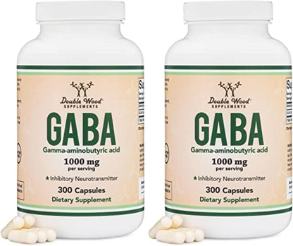 GABA Supplement (300 Capsules, 1,000mg per Serving) – Supports Relaxation and Sleep | Vegan, Gluten-free, Non-GMO | Double Wood