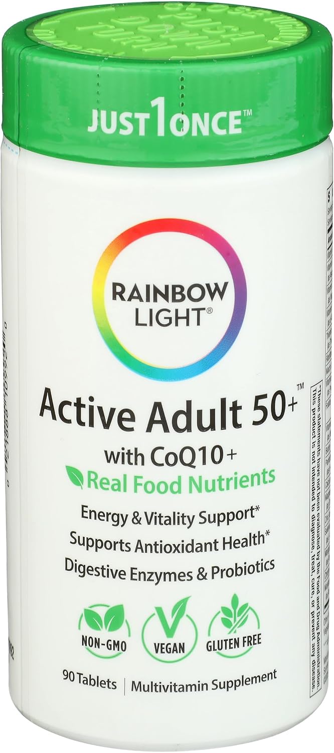 Rainbow Light Adult Multivitamin, Vitamins C & Zinc, B Complex & Choline, Calcium & Vitamin D for Bone Health, Energy & Immune Support, Non-GMO, Vegetarian, 90 Tablets - görsel 1