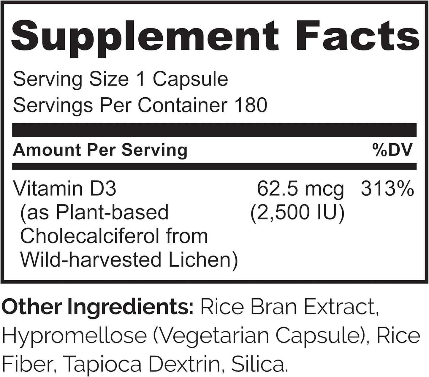 NATURELO Vitamin D3 2500 IU - Plant Based from Lichen - 180 Capsules (Pack of 2) - görsel 3