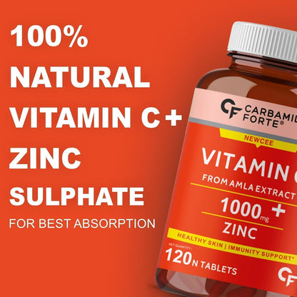 Natural Vitamin C Amla Extract with Zinc - 120 Vegan Tablets