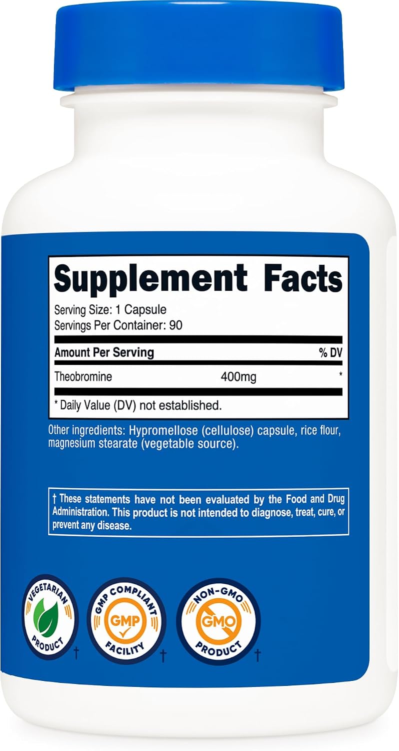 Nutricost Theobromine 400mg, 90 Vegetarian Capsules - görsel 5