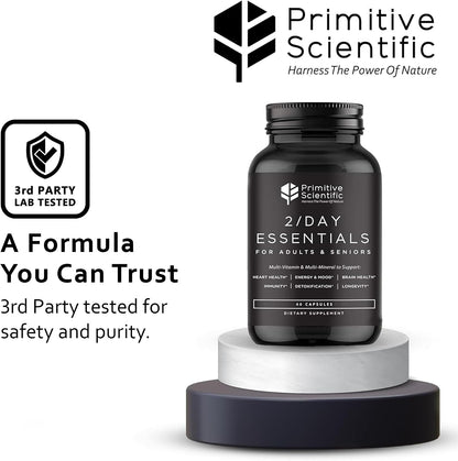 Primitive Scientific Whole Food Daily Essential Multivitamins for Adults and Seniors - 60 Capsules