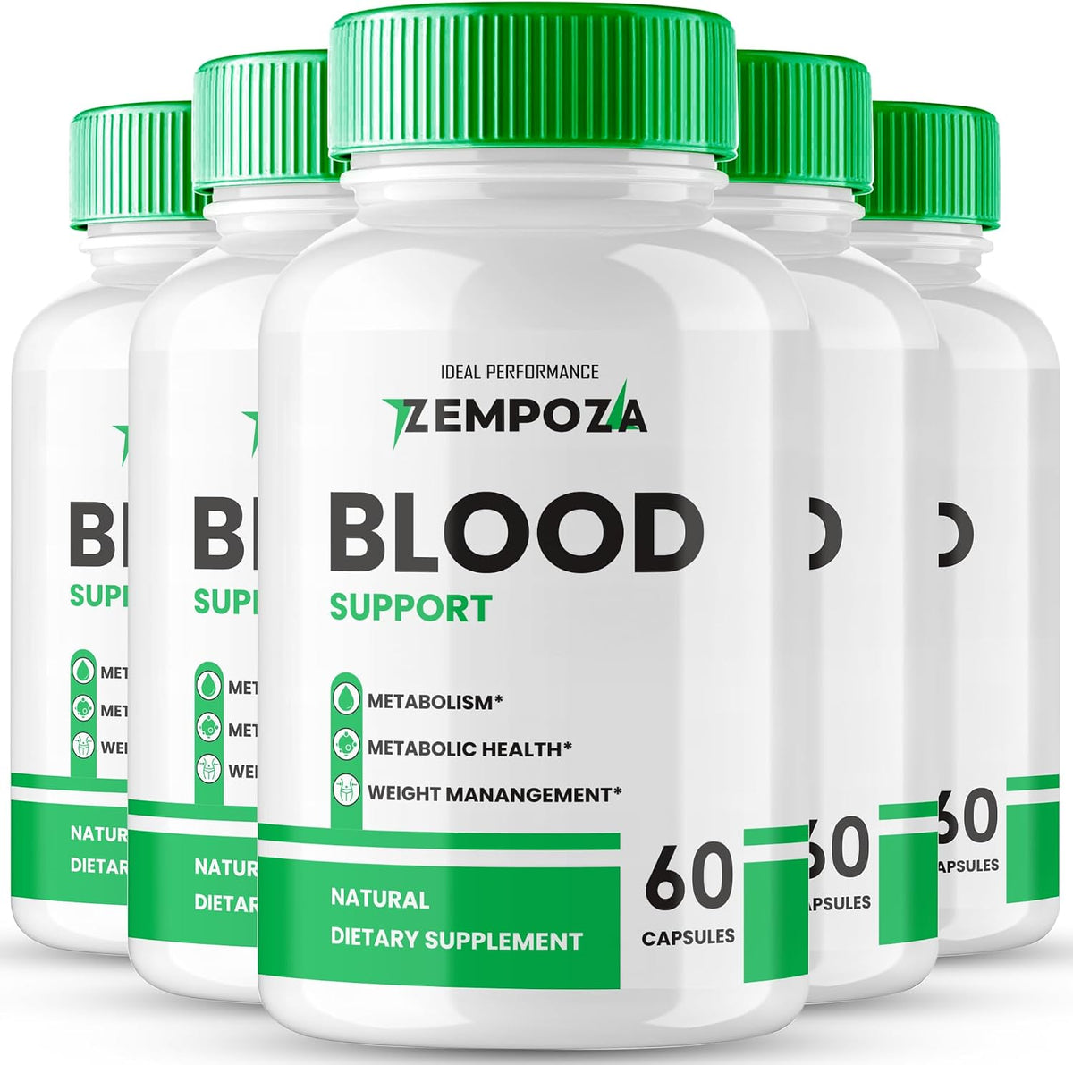 Zempoza Blood Formula Food Supplement Capsules - Maximum Strength with Vitamin C, Zinc & Cinnamon (Pack of 5) - görsel 1