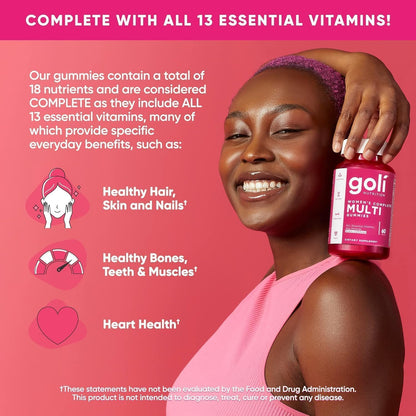 Goli Women’s Multivitamin Gummies – 60 Count – All 13 Essential Vitamins and Key Minerals – Kosher, Gluten-Free, Vegan, Non-GMO