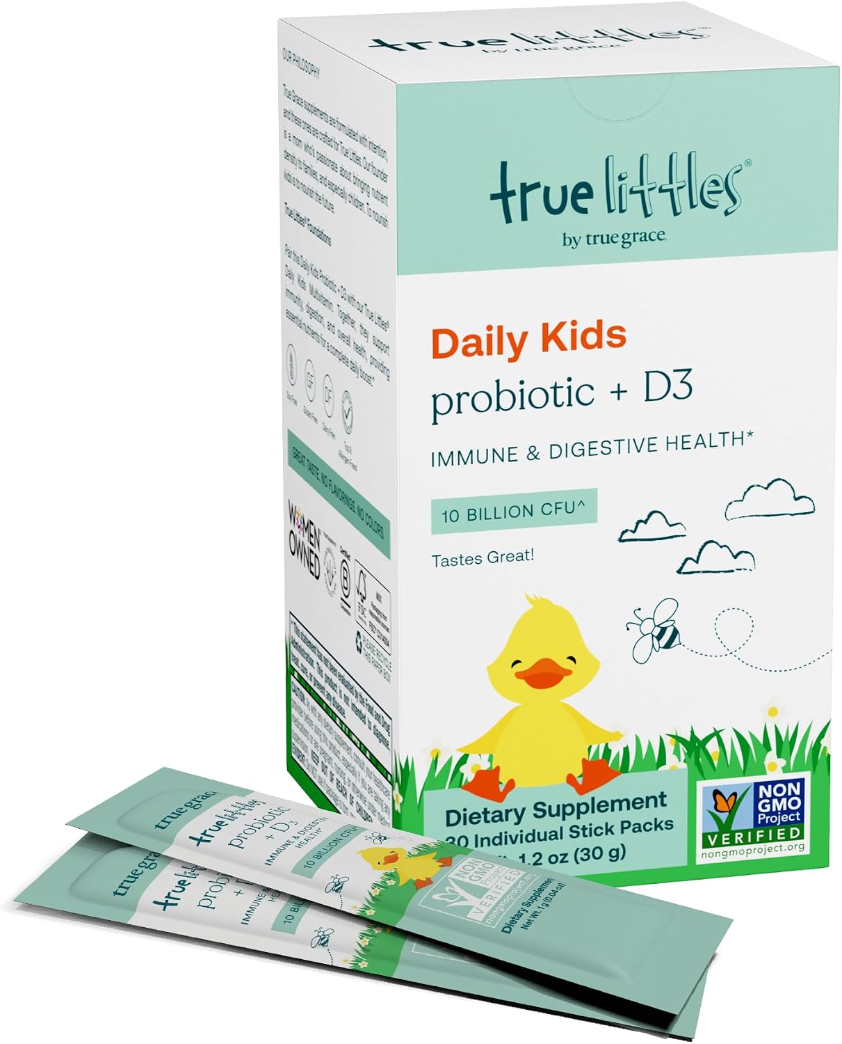 True Grace True Littles – Children's Daily Probiotic + Vitamin D3 – 30 Stick Packs - görsel 1