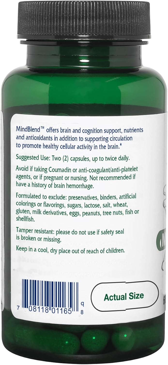 Vitanica MindBlend - Brain Support Supplement with Ginseng & L-5-MTHF, Vegan, 60 Capsules - görsel 3