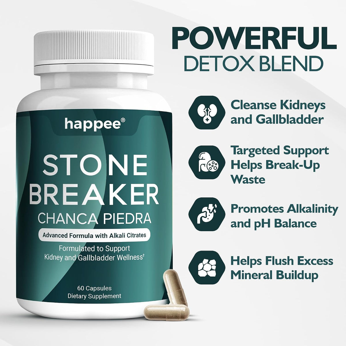 Happee Chanca Piedra Stone Breaker – Kidney & Gallbladder Support – 60 Capsules - görsel 2