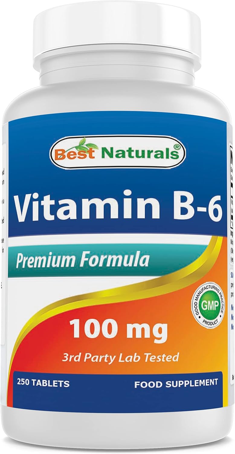Best Naturals Vitamin B6 100 mg, 250 Tablets - görsel 1