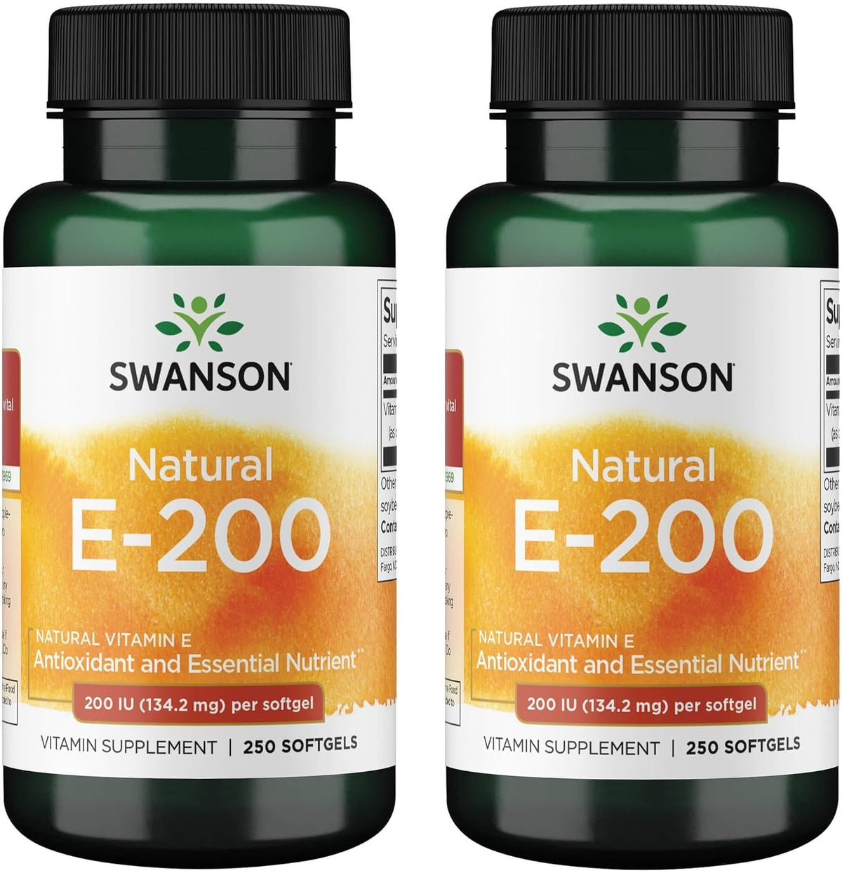 Swanson Natural Vitamin E 200 IU (134.2 mg) 250 Softgels (2 Pack) – Antioxidant and Immune Support - görsel 1