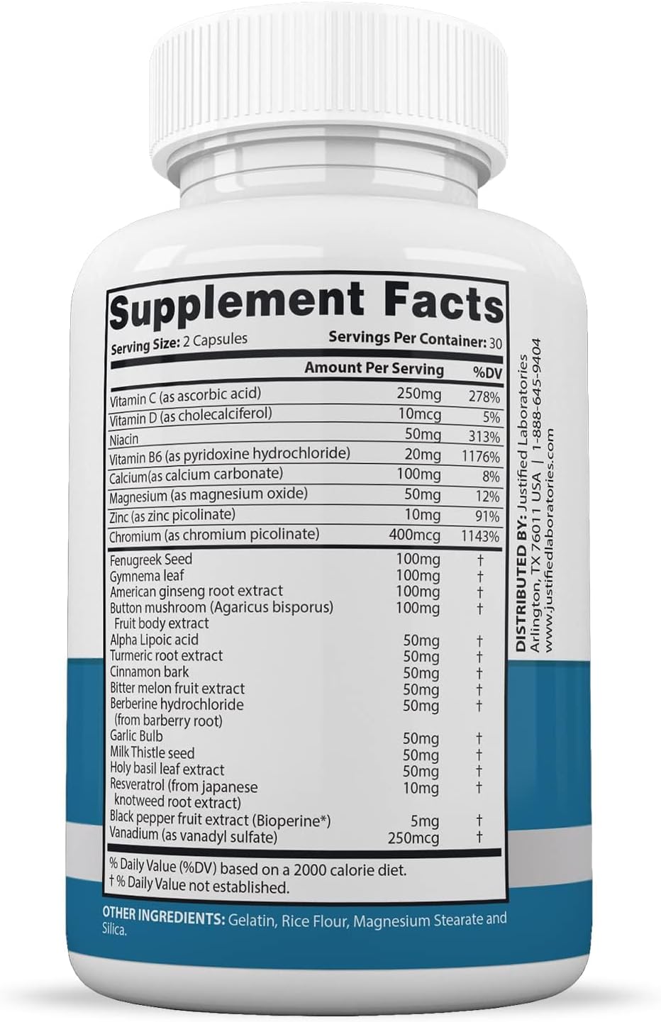 Justified Laboratories Glucotrust Max 1295mg Formula – Blood Sugar Support Supplement, 300 Capsules - görsel 2