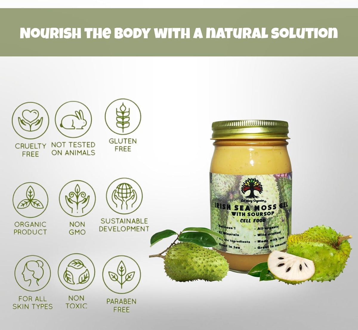 Irish Sea Moss Gel with Soursop – Organic Vegan Superfood Supplement – Pack of 2 - görsel 7