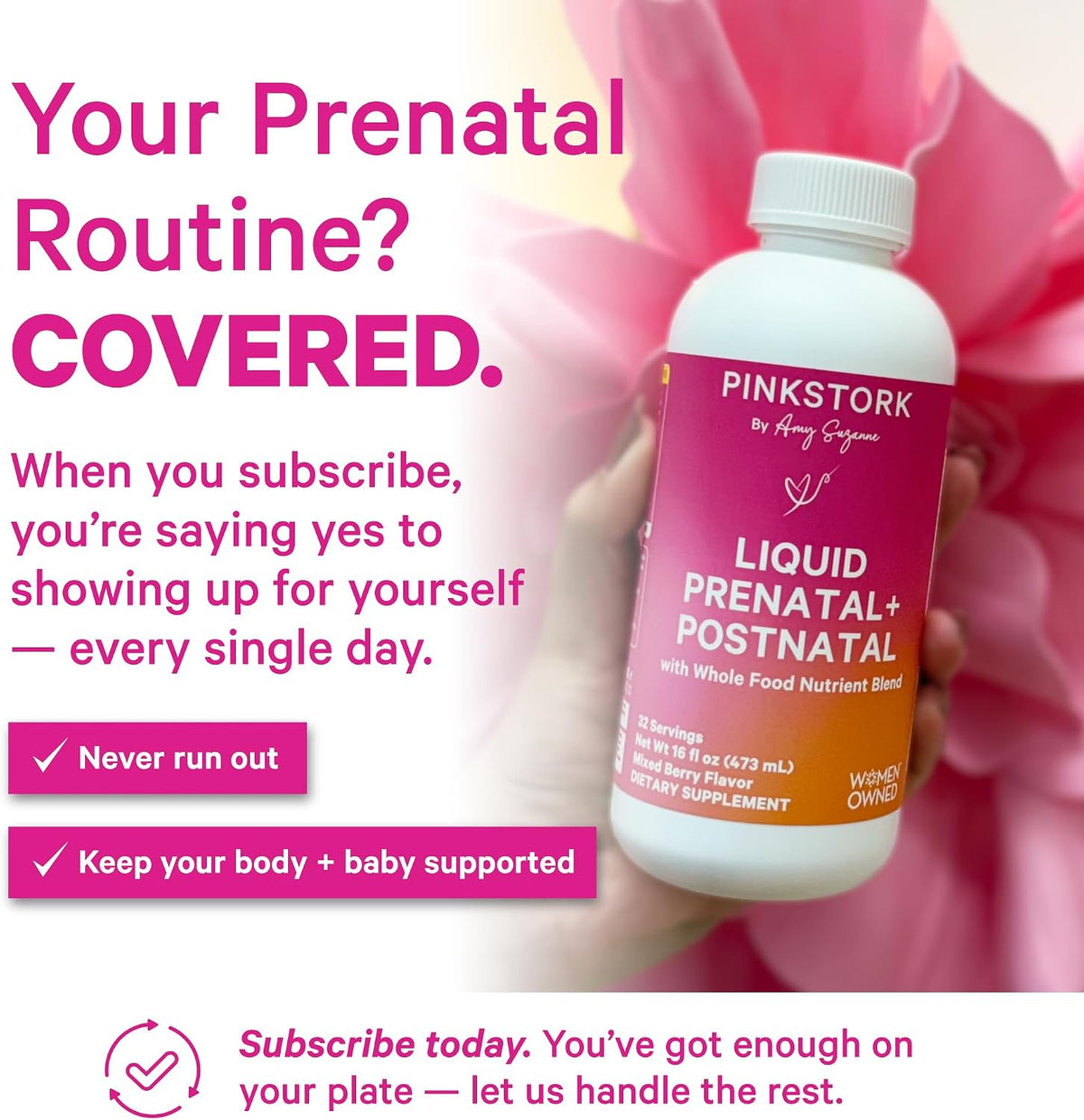Pink Stork Liquid Prenatal Vitamins for Women – Berry, 64 Servings - görsel 4