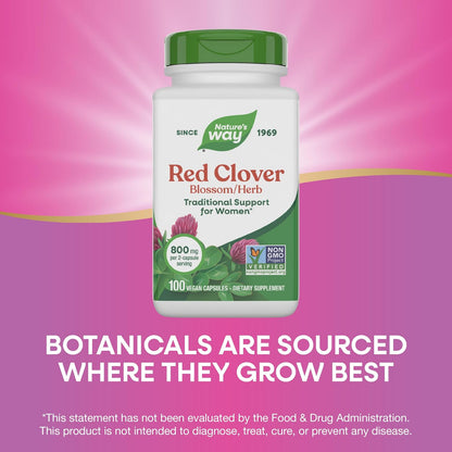 Nature's Way Red Clover Blossom Herb - Traditional Women's Health Support - 100 Vegan Capsules