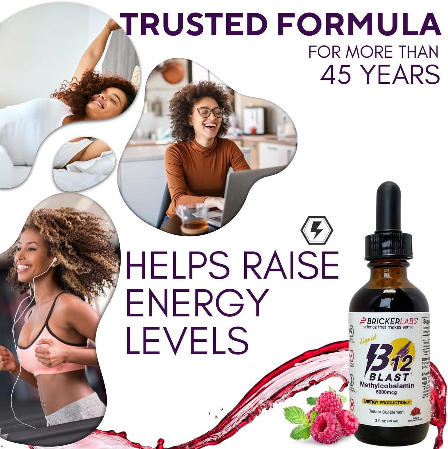 Bricker Labs B12 Blast Methylcobalamin 5000mcg Sublingual Liquid - Vegan B12 Energy Supplement - görsel 3