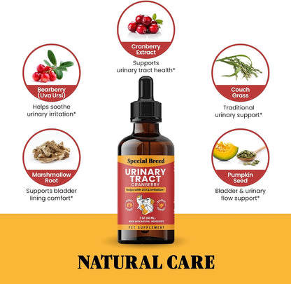 Special Breed Cat & Dog Urinary Tract Infection Treatment – Natural UTI Relief with Cranberry Drops – Kidney & Bladder Support – Helps Incontinence, Frequent Urination, Bladder Stones – Pet Renal Care Drops