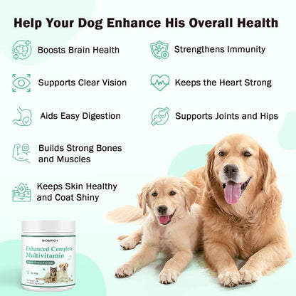 WOMRICH Dog Multivitamin Powder with Probiotics and Omega-3 (454 g / 1 lb)