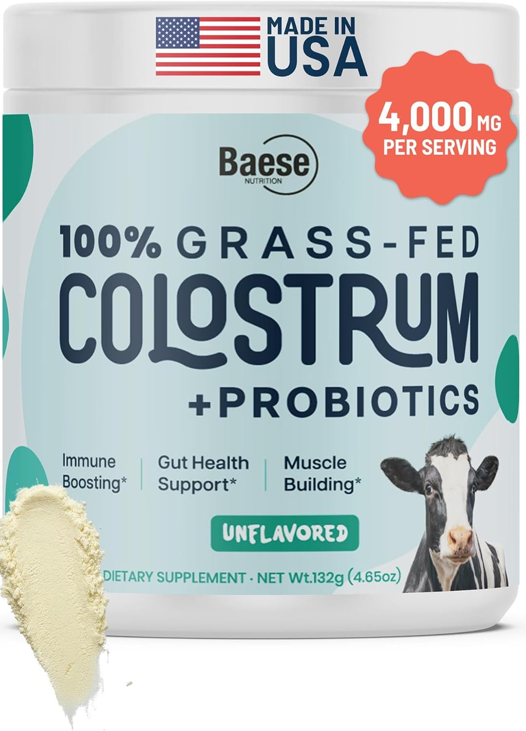 Organic Chocolate 4000mg Grass-fed Bovine Colostrum Powder + Probiotics with Immunoglobulins – 220.98g - görsel 10