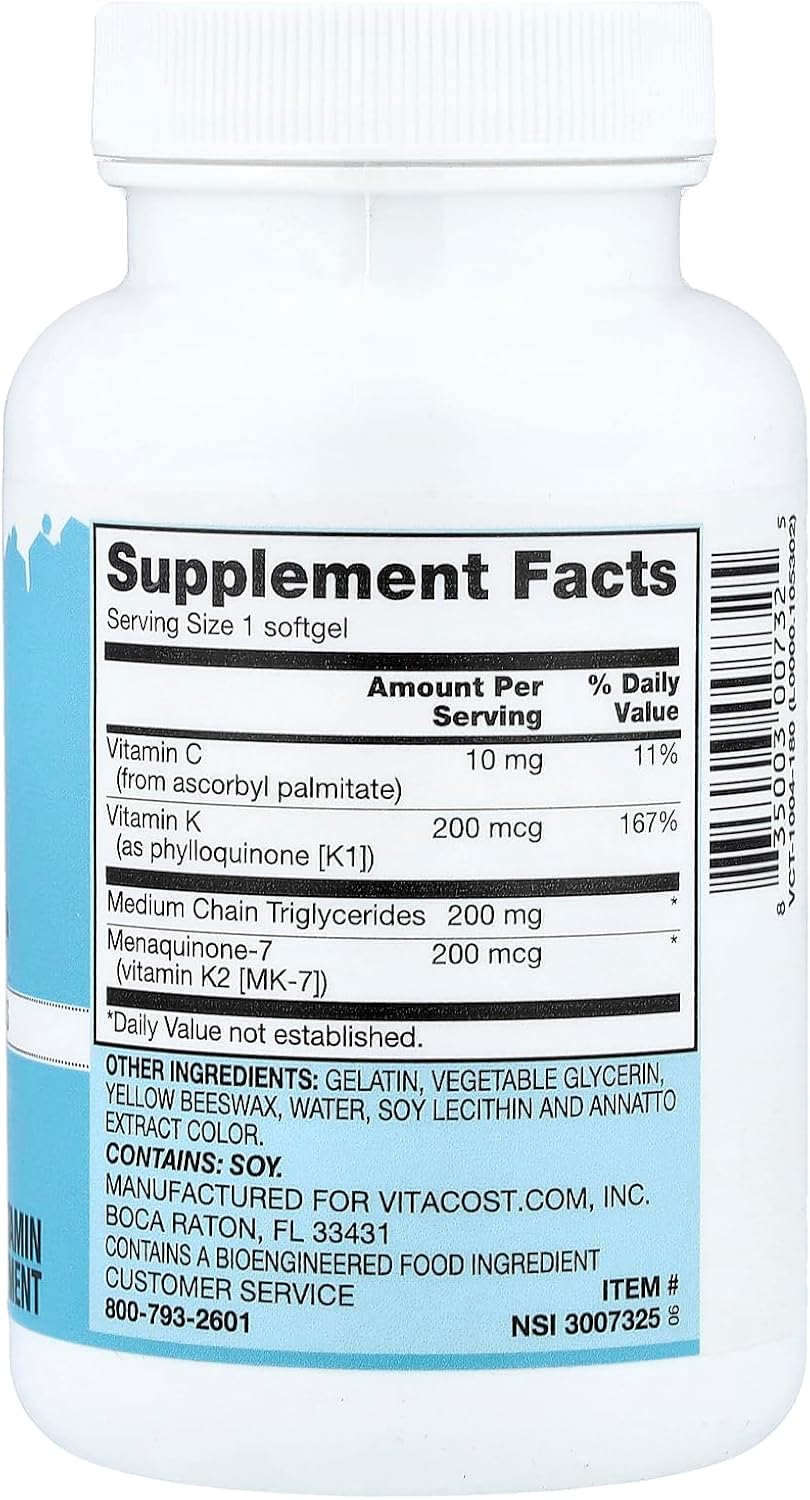 Vitacost Vitamin K Complex, 180 Softgel Capsules - görsel 2