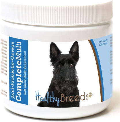 Healthy Breeds Scottish Terrier All-in-One Multivitamin – Complete with Probiotics, Glucosamine, Chondroitin & Omegas – 60 Soft Chews
