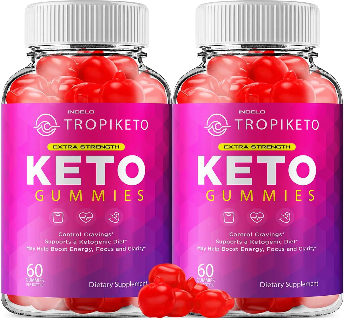 TropiKeto Keto ACV Gummies with B12, Beet Juice & Pomegranate - 120 Gummies (2 Pack) - görsel 1