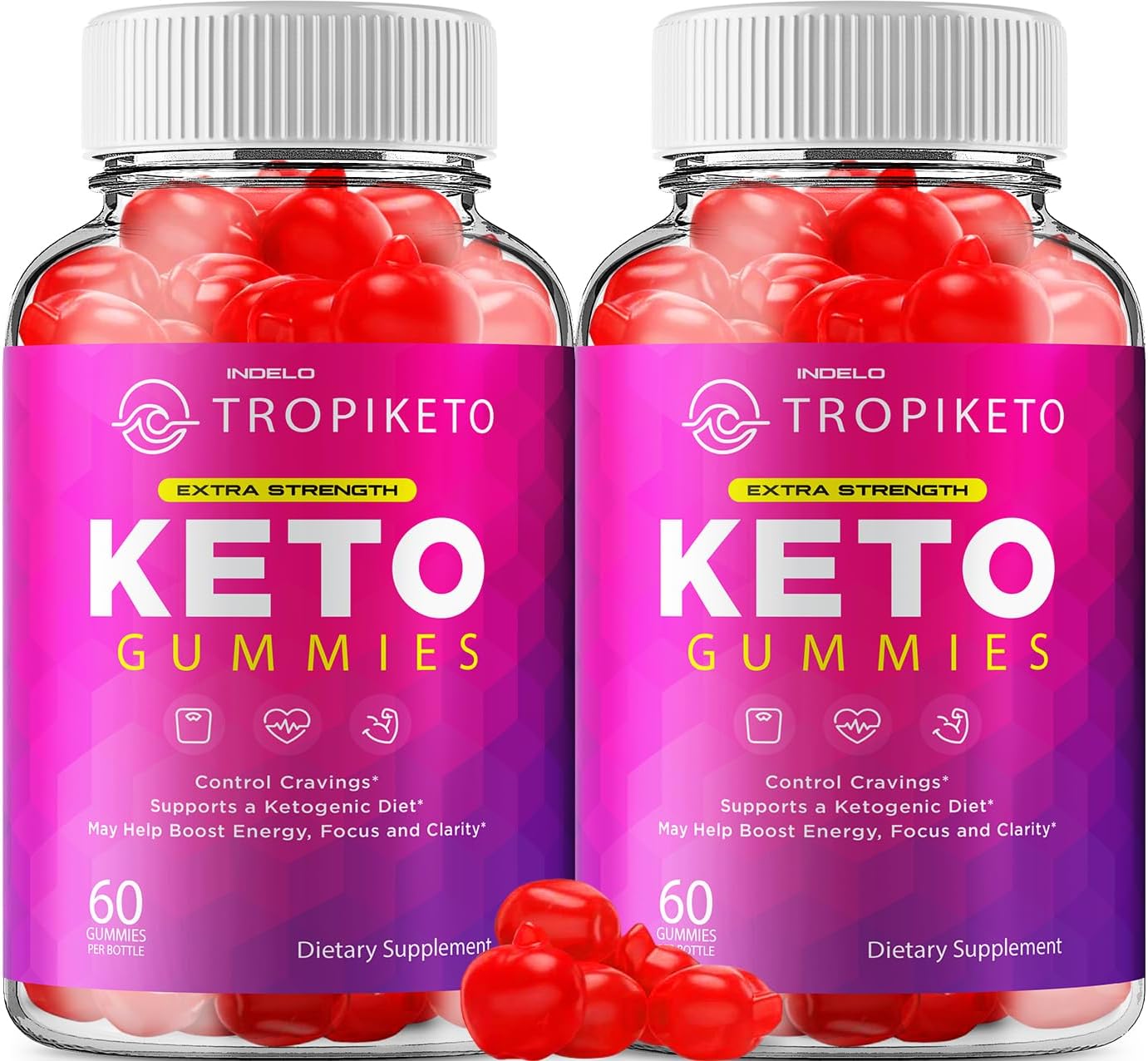 TropiKeto Keto ACV Gummies with B12, Beet Juice & Pomegranate - 120 Gummies (2 Pack) - görsel 1