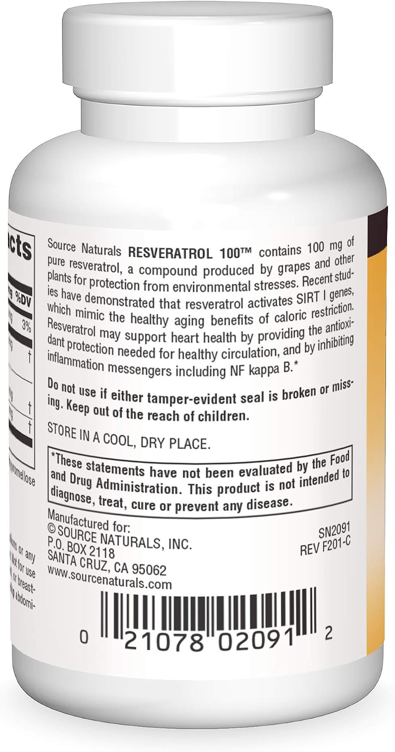 Source Naturals Resveratrol 100 - 100 mg, 60 Vegetarian Capsules - görsel 2