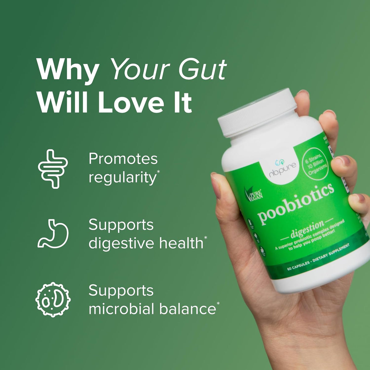 nbpure Poobiotics – Vegan Prebiotic & Probiotic for Gut Health and Regularity - görsel 3