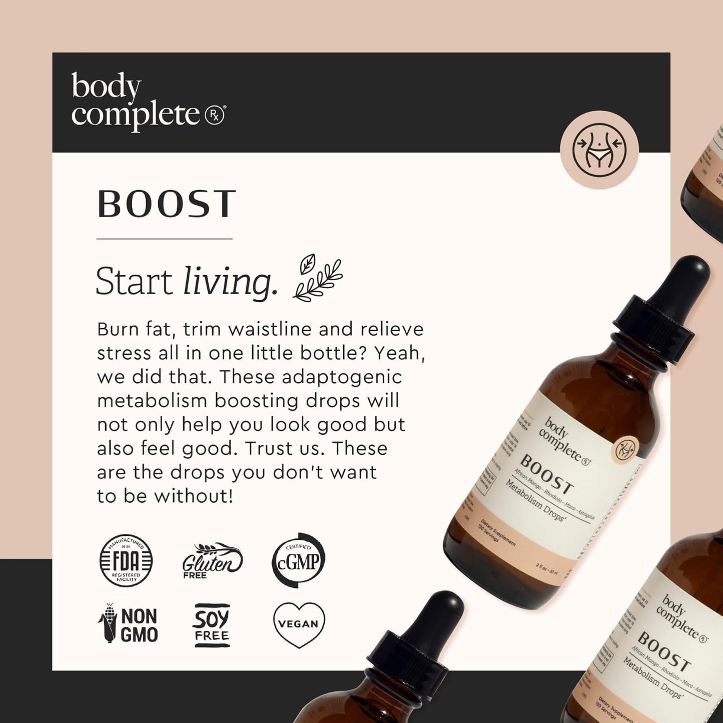 BODY COMPLETE RX Boost Drops - Maca Root, Rhodiola, Amino Acids - Energy & Traditional Vitality Support - 60 ml Liquid Drops - görsel 3