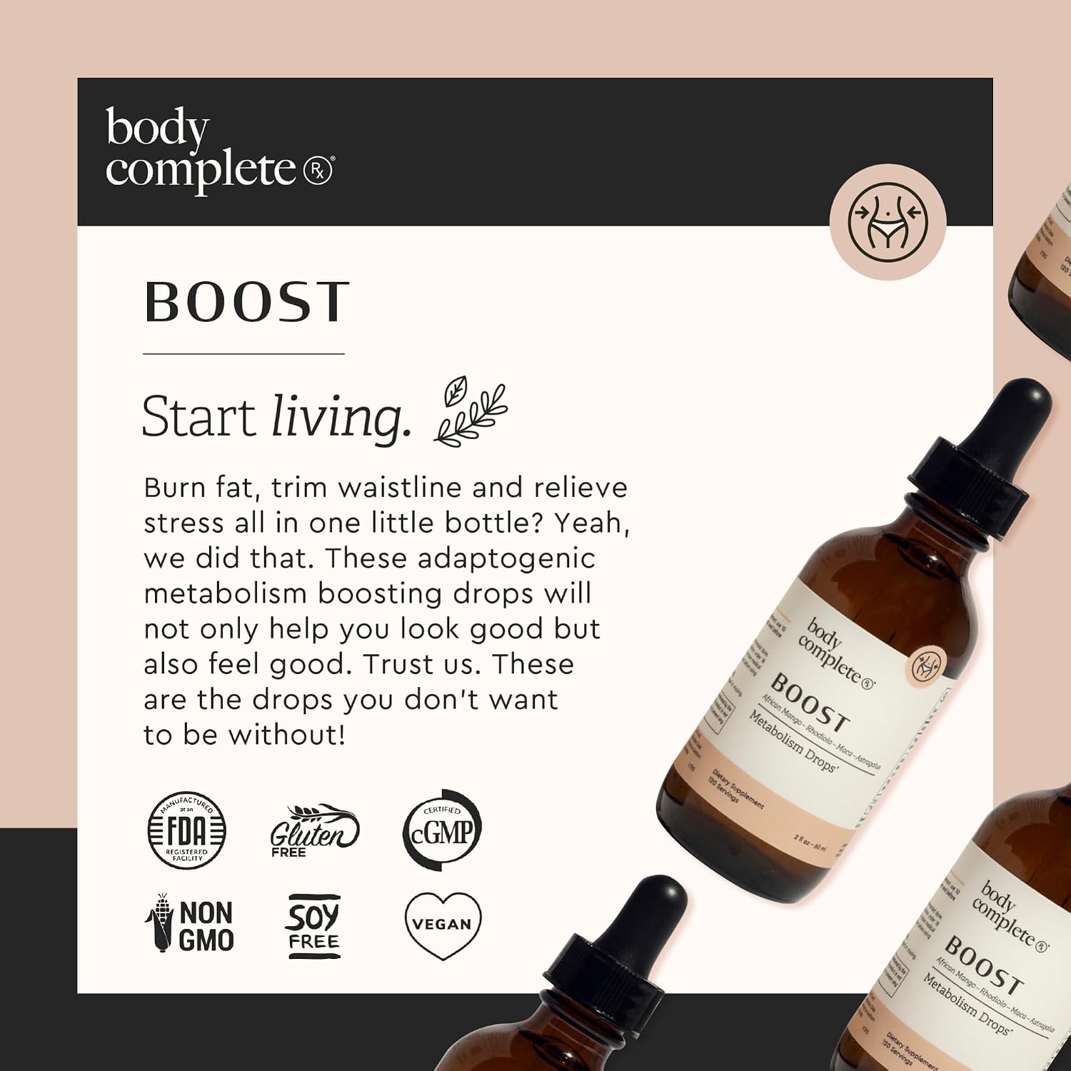 BODY COMPLETE RX Boost Drops - Maca Root, Rhodiola, Amino Acids - Energy & Traditional Vitality Support - 60 ml Liquid Drops - görsel 3