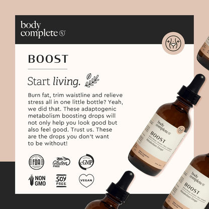 BODY COMPLETE RX Boost Drops - Maca Root, Rhodiola, Amino Acids - Energy & Traditional Vitality Support - 60 ml Liquid Drops