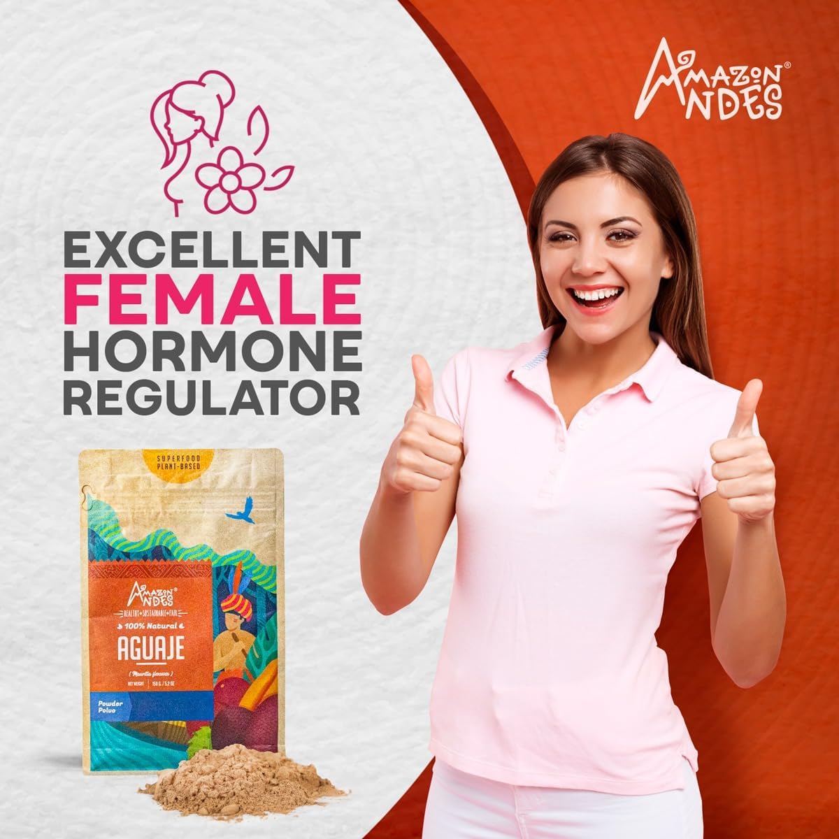 Amazon Andes Aguaje Fruit Powder - Wild Harvested Buriti - Supports Menstrual Comfort - Non-GMO, Vegan, Halal - 147g (40 Servings) - görsel 2
