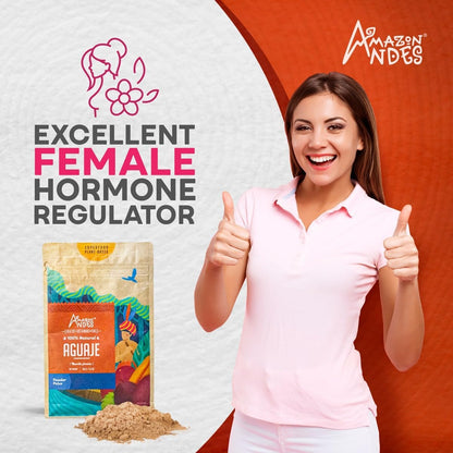 Amazon Andes Aguaje Fruit Powder - Wild Harvested Buriti - Supports Menstrual Comfort - Non-GMO, Vegan, Halal - 147g (40 Servings)
