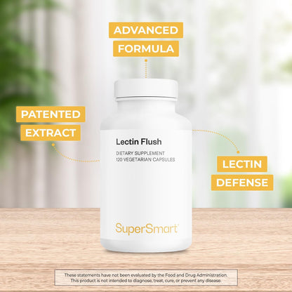 Supersmart Lectin Flush – Lectin Blocker Supplement for Digestive Support & Detox – Non-GMO & Gluten-free – 120 Vegetarian Capsules