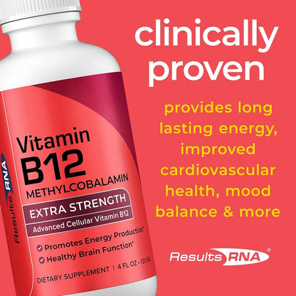 Results RNA - Advanced Cellular Vitamin B12 Methylcobalamin Spray, Supports Heart Health, Good Mood, Energy & Brain Function, Superior Absorption, 118 ml (60 Servings)