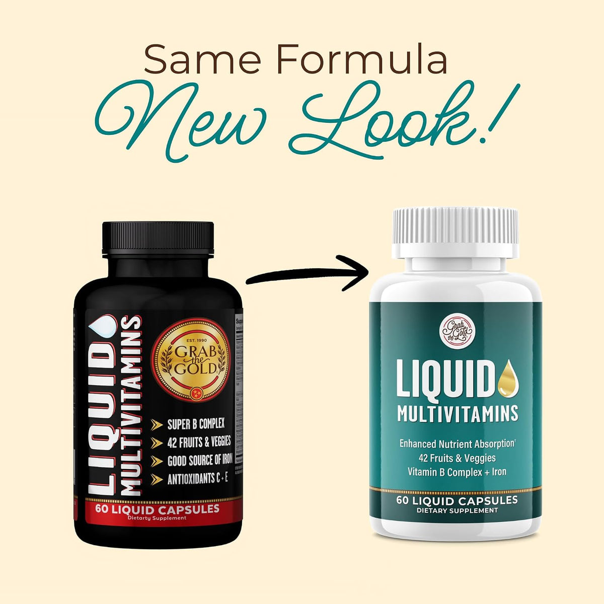 Grab The Gold Liquid Women's Multivitamin Capsules with Iron, 42 Fruit & Vegetables - Fast Absorption for Daily Energy & Wellness - görsel 2