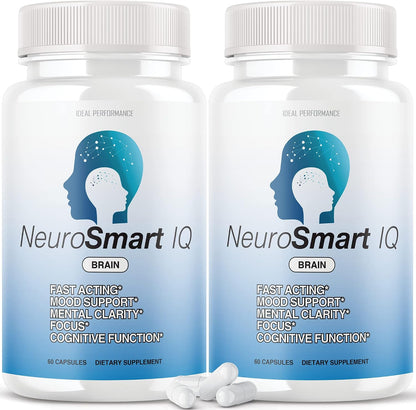 (Pack of 2) Neuro Smart IQ Brain Pills Neurosmart Mind Energy Plus Neurosmartiq (120 Capsules)