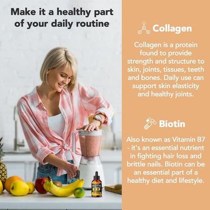 Super Natural Goods Liquid Biotin & Collagen 70,000mcg Hair, Skin & Nail Drops (4 oz / 118 ml)