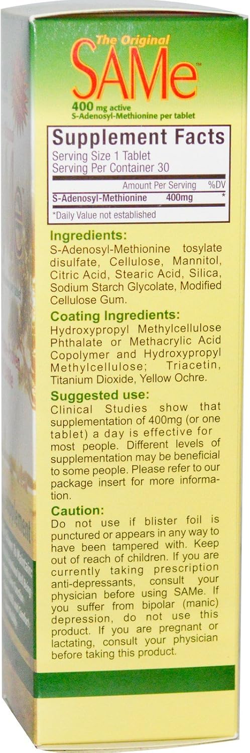 Nutralife The Original SAM-e 400 mg, 30 Enteric-Coated Tablets - görsel 2