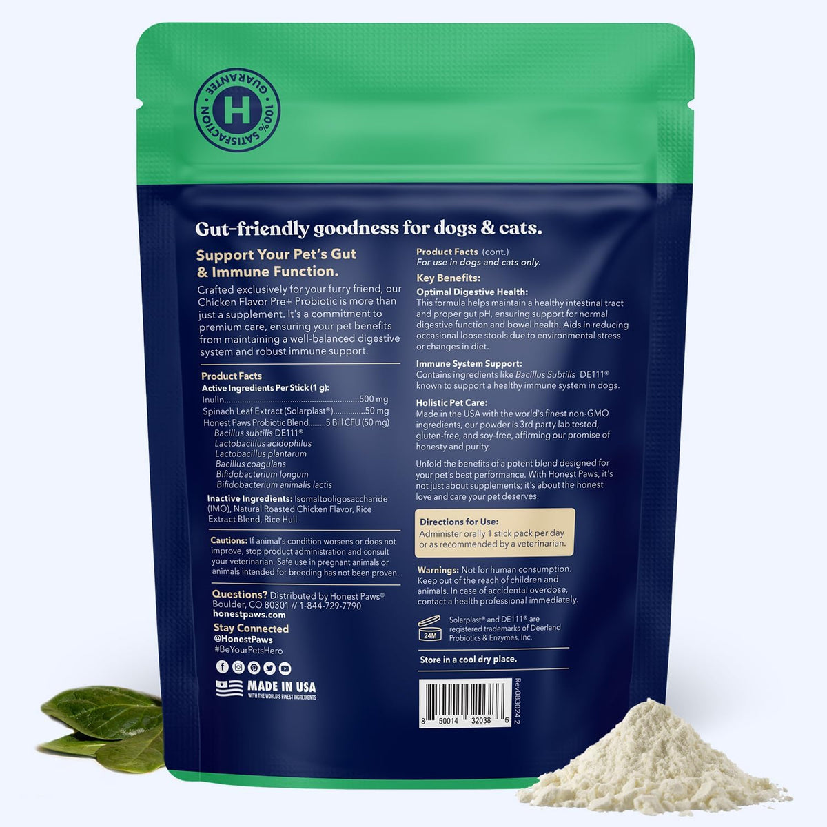 Honest Paws Probiotics for Dogs – Digestive & Immune Support Powder with Prebiotic, Chicken Flavour (30 Sticks) - görsel 7