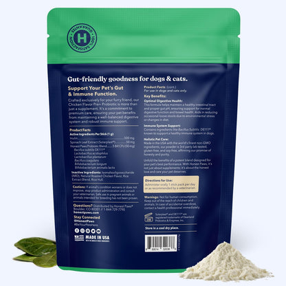 Honest Paws Probiotics for Dogs – Digestive & Immune Support Powder with Prebiotic, Chicken Flavour (30 Sticks)