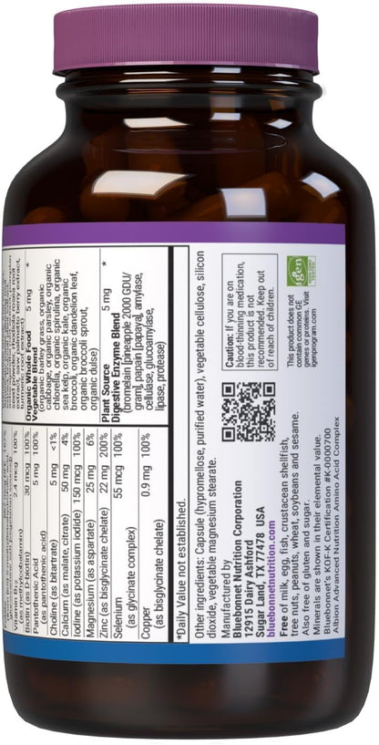 Bluebonnet Nutrition One for Men Whole Food-Based Multiple, Daily Nutrition*, Non-GMO, Vegetarian Friendly, Kosher, Gluten-Free, Soya-Free, Dairy-Free, Iron-Free, 60 Vegetable Capsules, 60 Servings