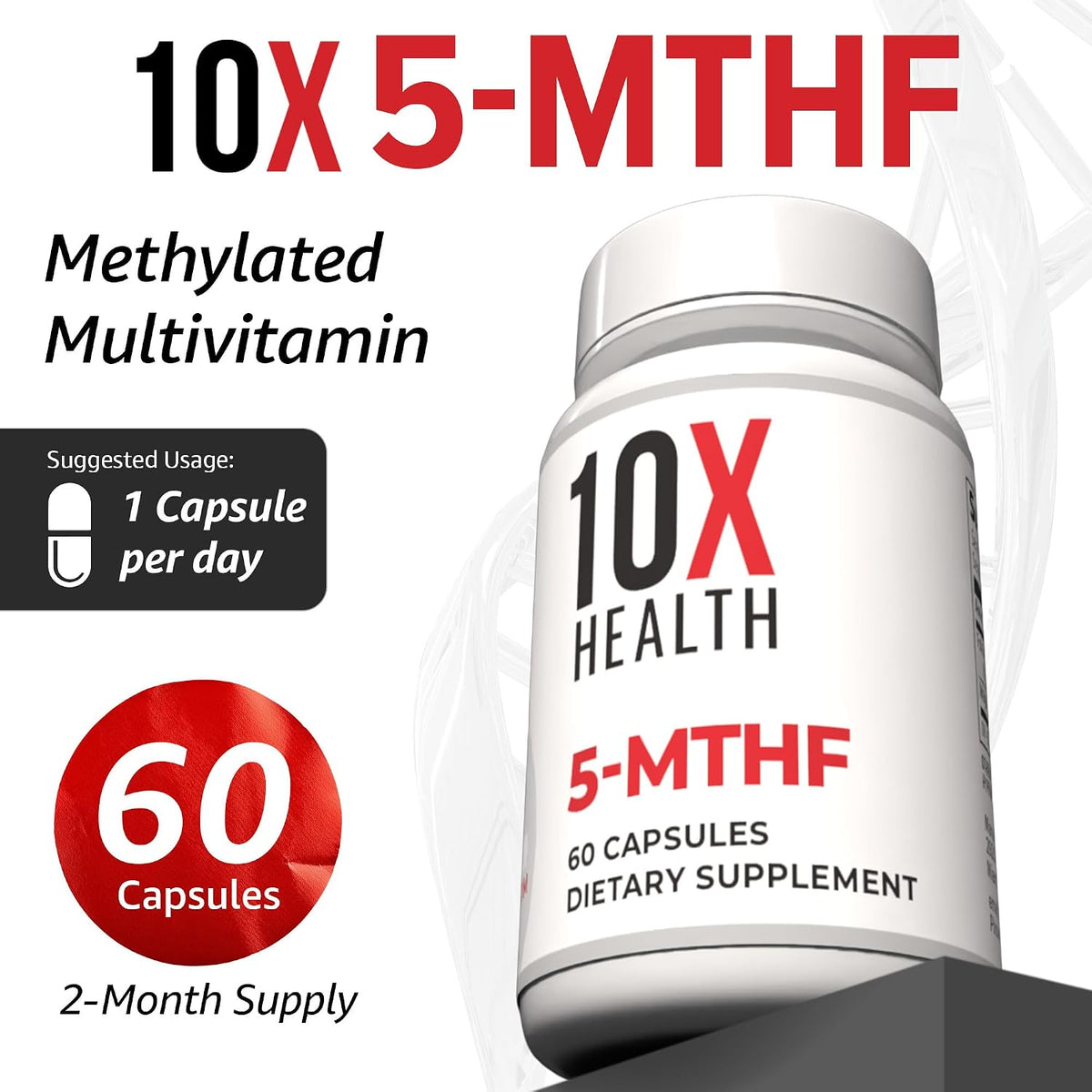 10X Health 5-MTHF Methylfolate - Methylated Folate & Magnesium Supplement - görsel 5