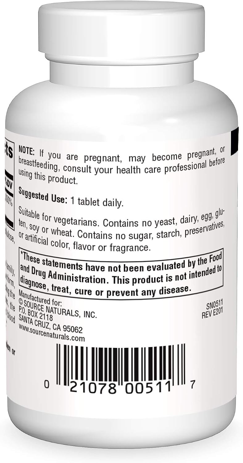 Source Naturals Pantothenic Acid 250 mg - Vitamin B5 Supplement, 100 Tablets - görsel 2