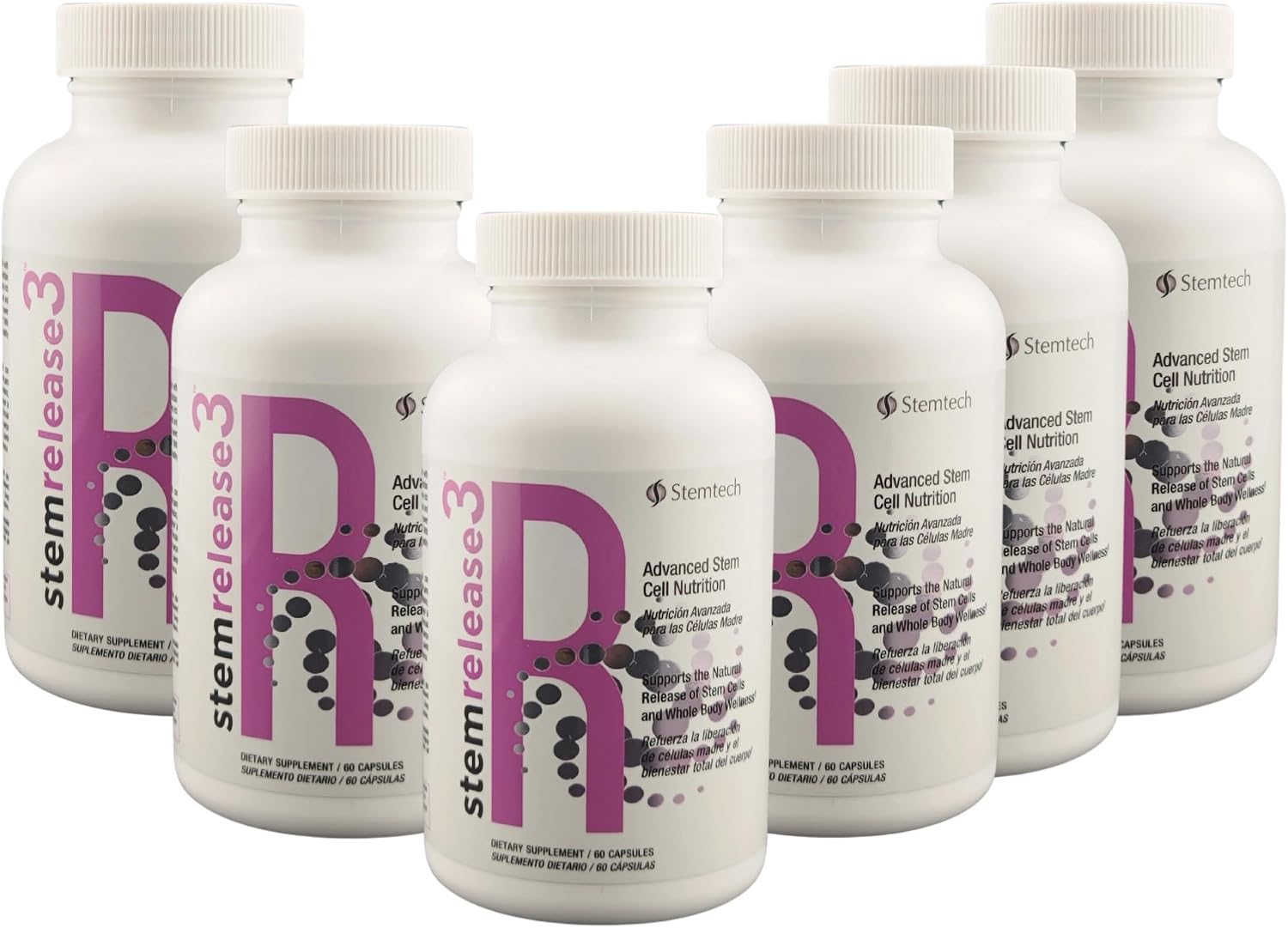 Stemrelease3™ Cutting-Edge Stem Cell Nutrition for Natural Renewal and Youthful Vitality, Exclusive Blend for Enhanced Telomere Health 60 Capsules (Pack of 6) - görsel 1
