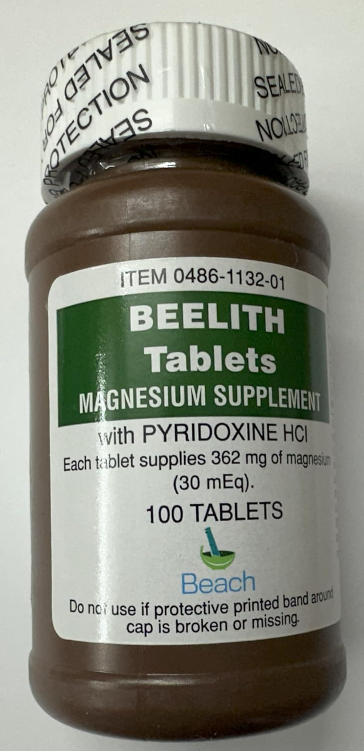 Magnesium Supplement with Vitamin B6 (Pyridoxine Hydrochloride) - 100 Tablets per Bottle, Pack of 2 - görsel 1
