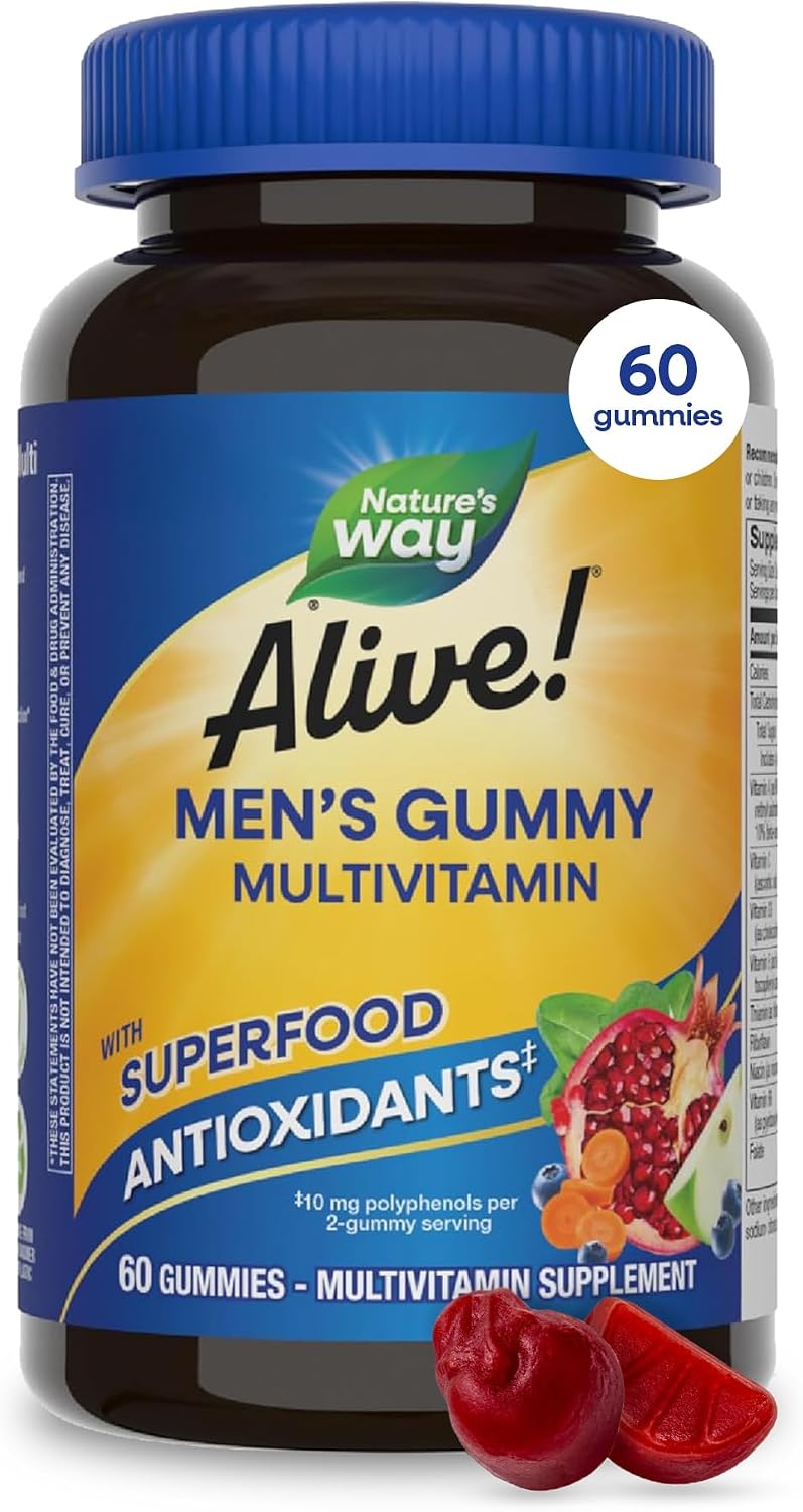 Nature's Way Alive! Men's Multivitamin Gummies - Daily Gummy Vitamin for Men, 60 Count - görsel 1