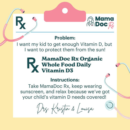 MamaDoc Rx Certified Organic Children & Teens Vitamin D3 Chewables - 800 IU - Sugar Free - Vegan