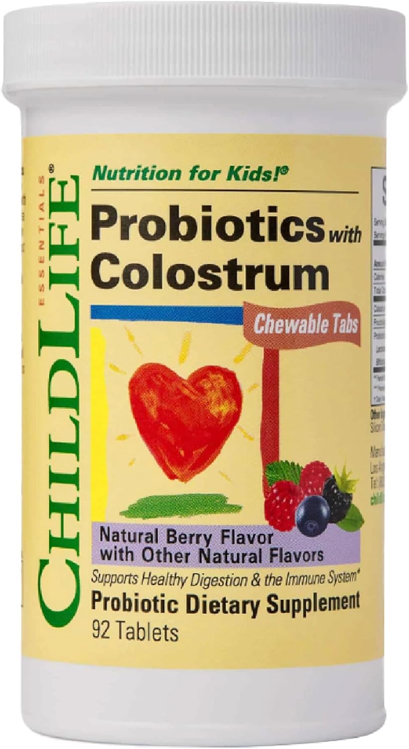 CHILDLIFE ESSENTIALS ChildBiotics with Colostrum - Probiotics for Kids, Chewable Children's Probiotics for Digestive Health, Colostrum for Kids - Natural Berry Flavour, 92 Tablets (Pack of 2) - görsel 8