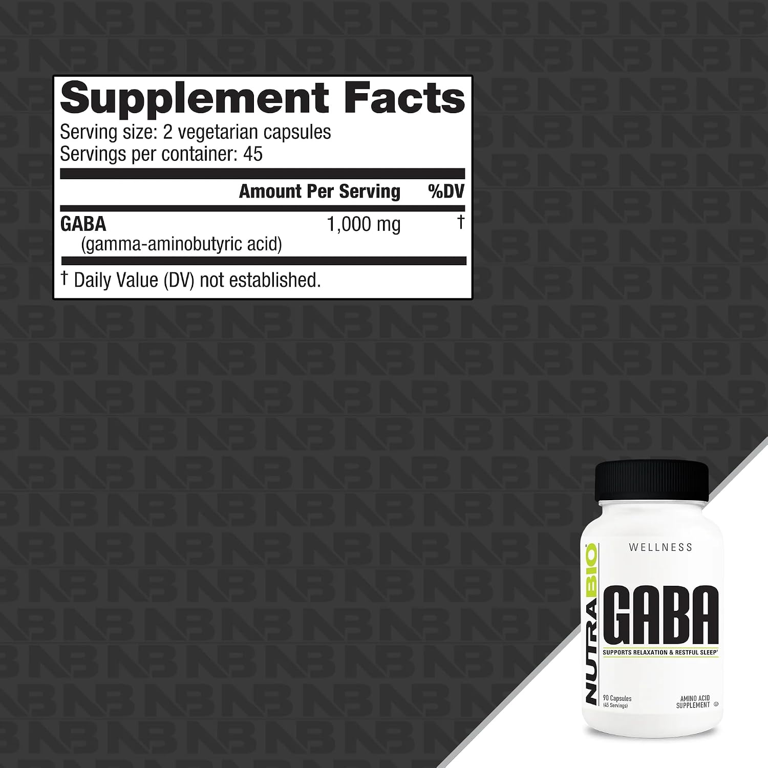 NutraBio 100% Pure GABA Food Supplement (Gamma-Aminobutyric Acid), 500mg – 90 Capsules - görsel 2
