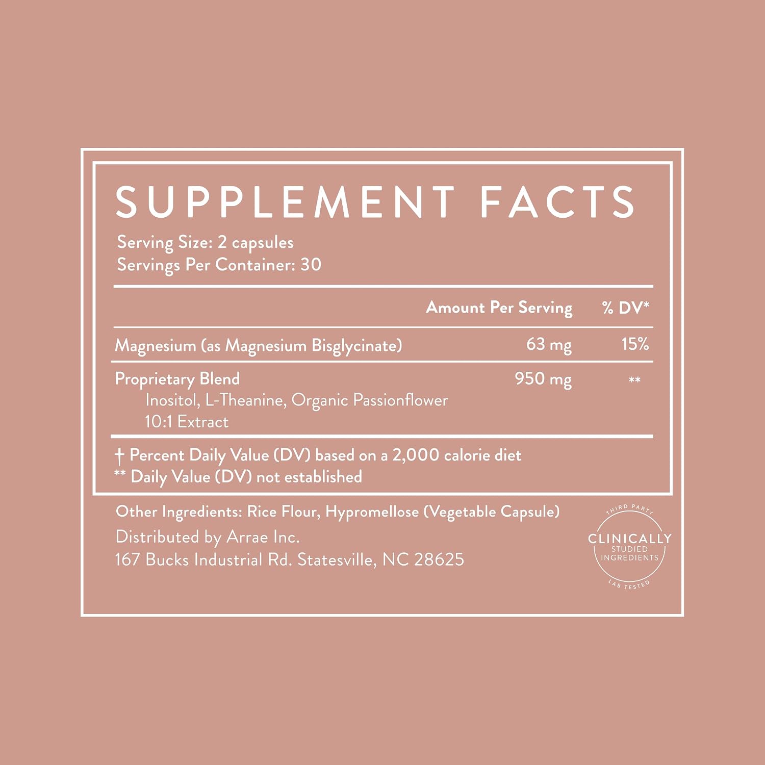 Arrae Calm Cortisol Manager - 60 Stress & Panic Relief Capsules - Mood Support Supplement with L-Theanine, Inositol, Passionflower, & Magnesium to Help You Feel Zen - görsel 7